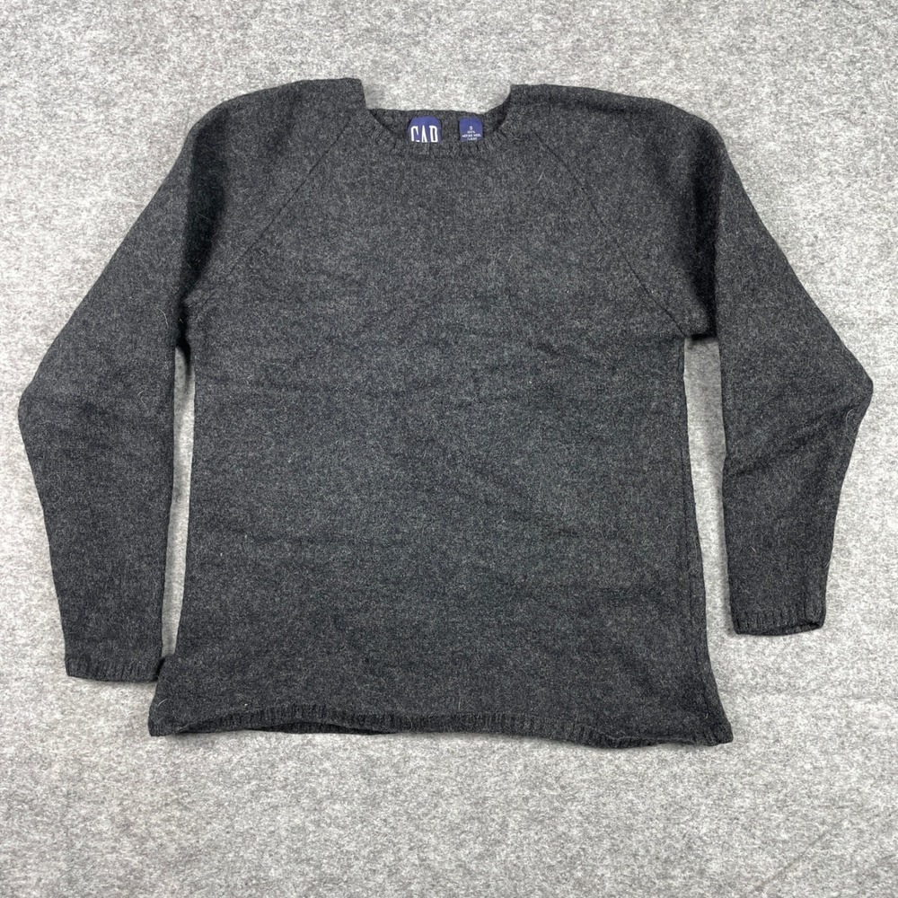 Vintage GAP Sweater Womens S Gray 100% Merino Wool Crew Neck Raglan Pullover 90s